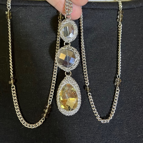 Vintage CHICOs Statement Necklace Vibes Medieval Look Steampunk Crystal Gray NEW - Picture 6 of 16